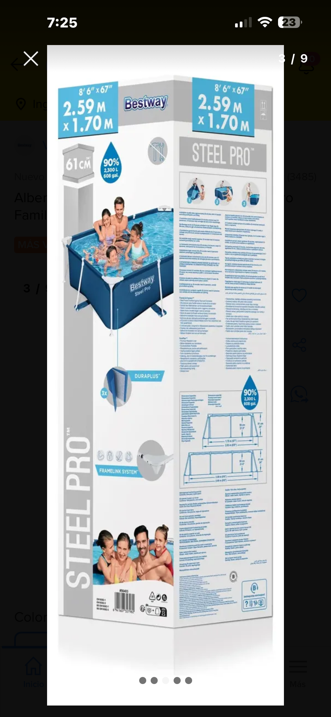 Alberca Bestway Piscina Estructural Steel Pro Familiar 259cm